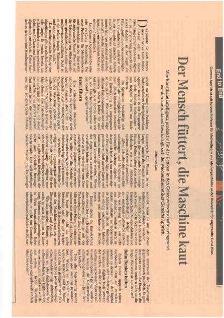 "Der Mensch füttert, die Maschine kaut"