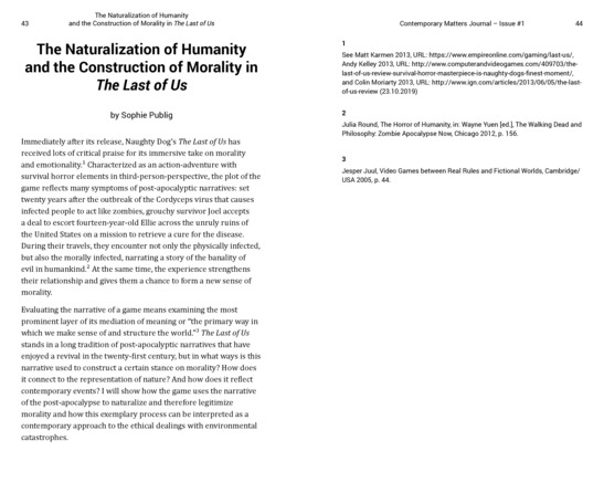 The Naturalization of Humanity and the Construction of Morality in the Last of Us