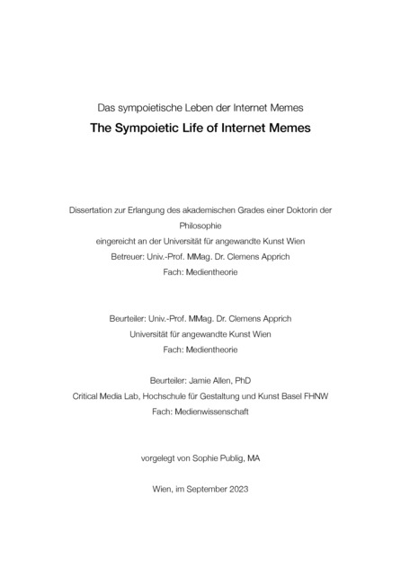 The Sympoietic Life of Internet Memes
