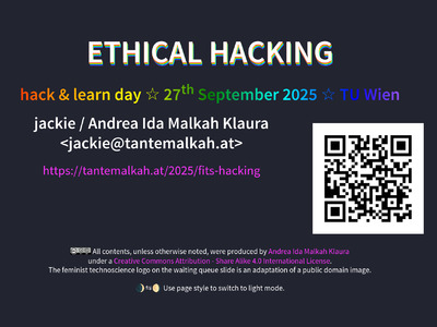 Ethical Hacking Workshop, hack & learn day ☆ 27th September 2025 ☆ TU Wien